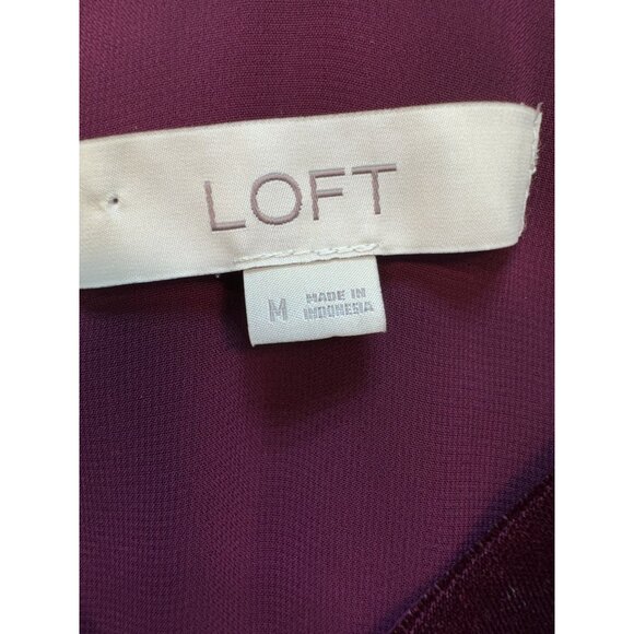 Loft Womens Velvet Strappy Cami Tank Top Size M Burgundy V-Neck Chic Summer - Picture 3 of 13